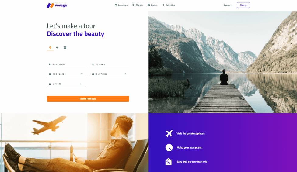 Travel agency website features
