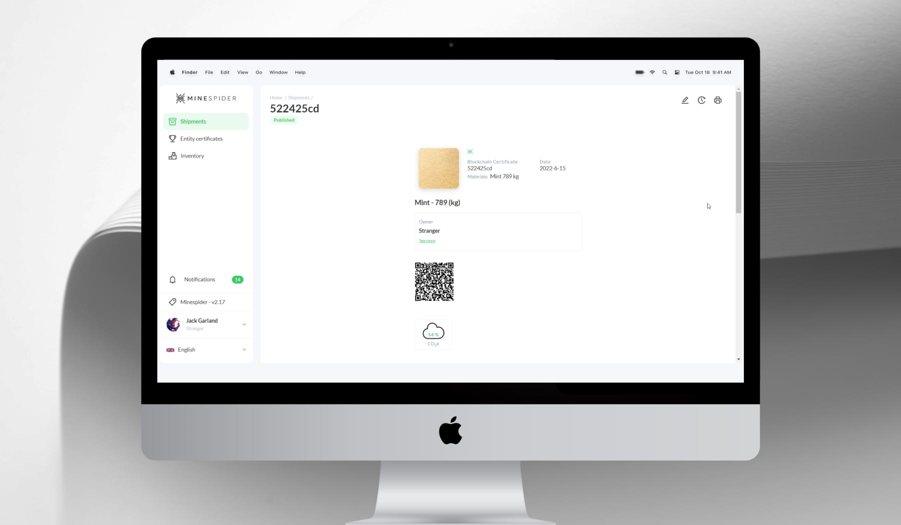 Minespider by CHI Software: traceability with a QR-code