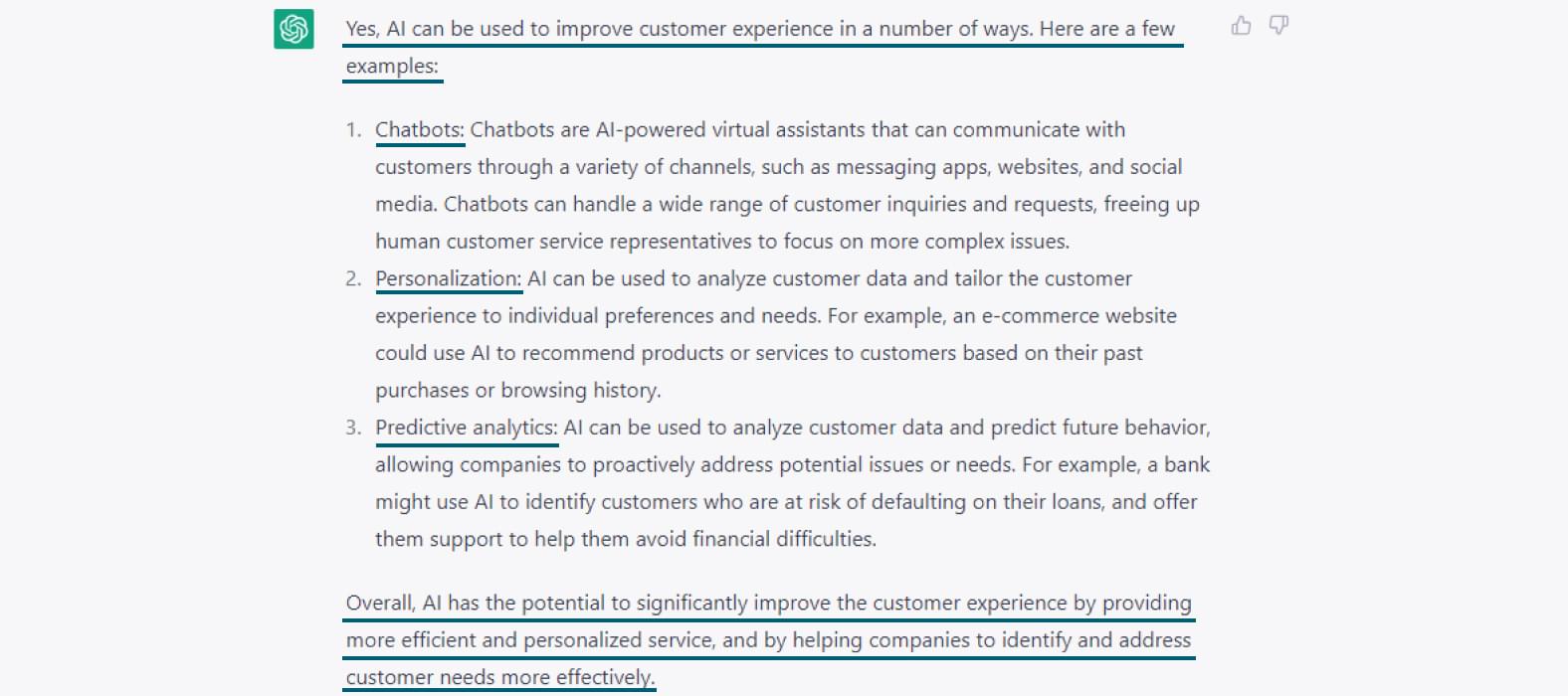 Can AI improve customer experience? ChatGPT answers.