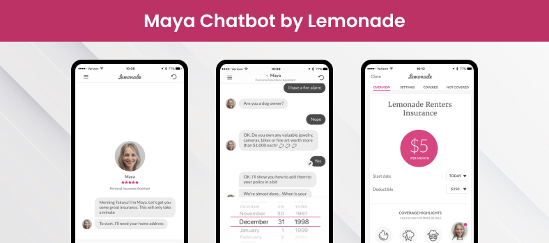 Maya chatbot by Lemonade